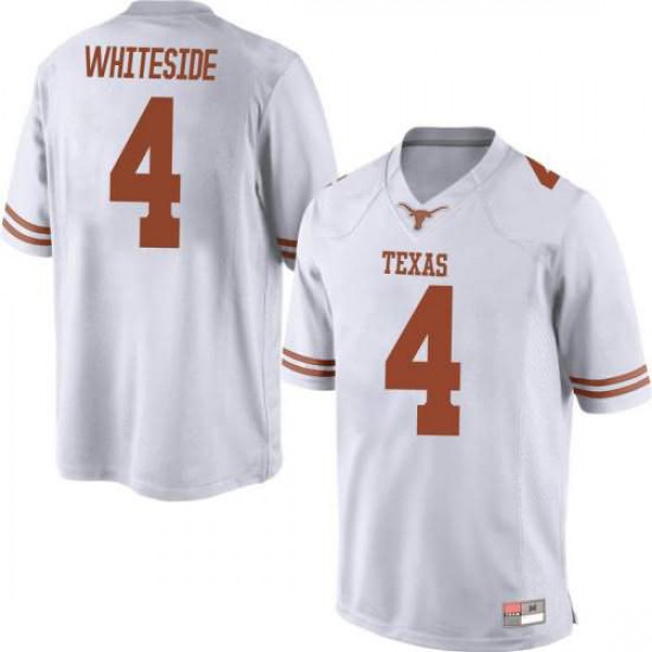 Mens University of Texas #4 Drayton Whiteside Game Stitch Jersey White